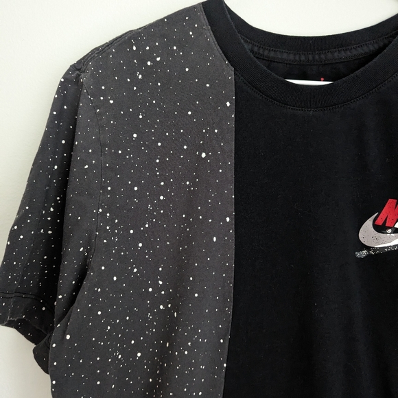 Nike Air Jordan M Jumpman Classics Mash-up Tee Black Red Colorblock ShortSleeve - Picture 2 of 11